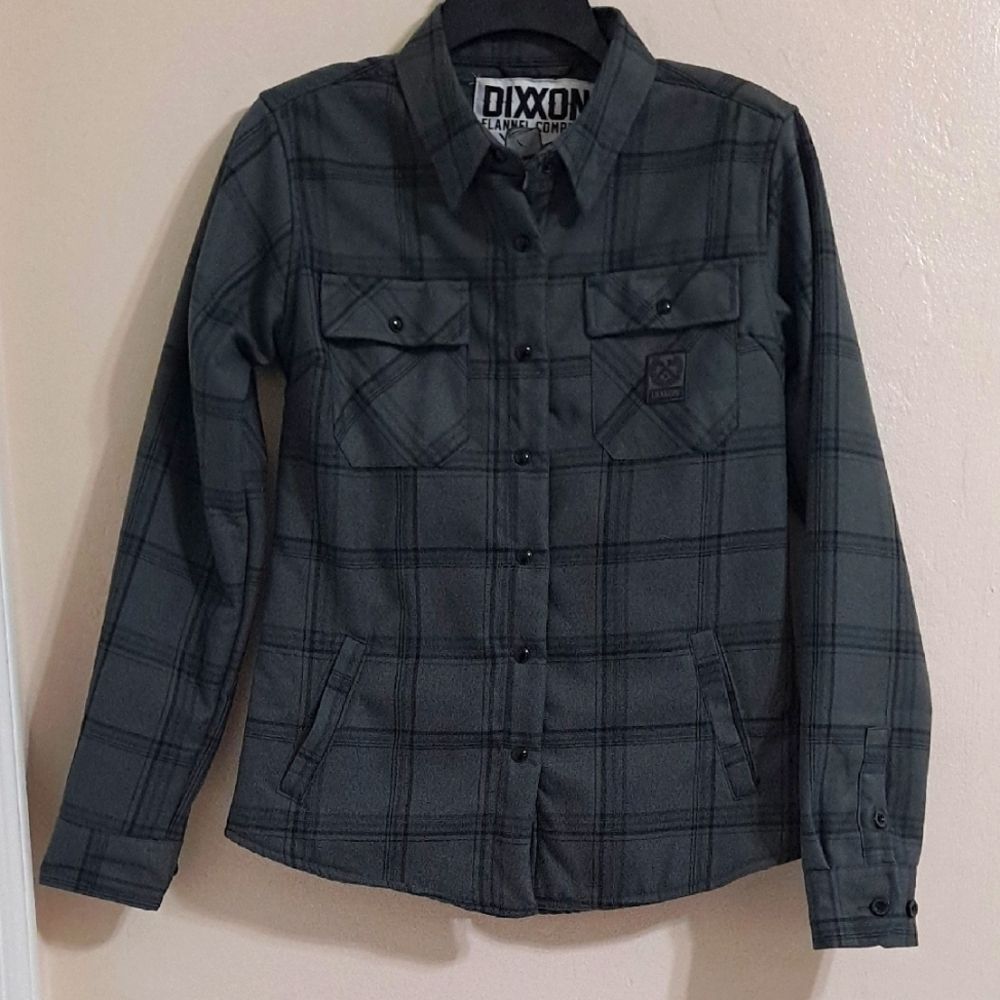 DIXXON Flannel Sherpa Lined DAKOTA Dark Gray & Black Shirt Jacket Awesome NWOT